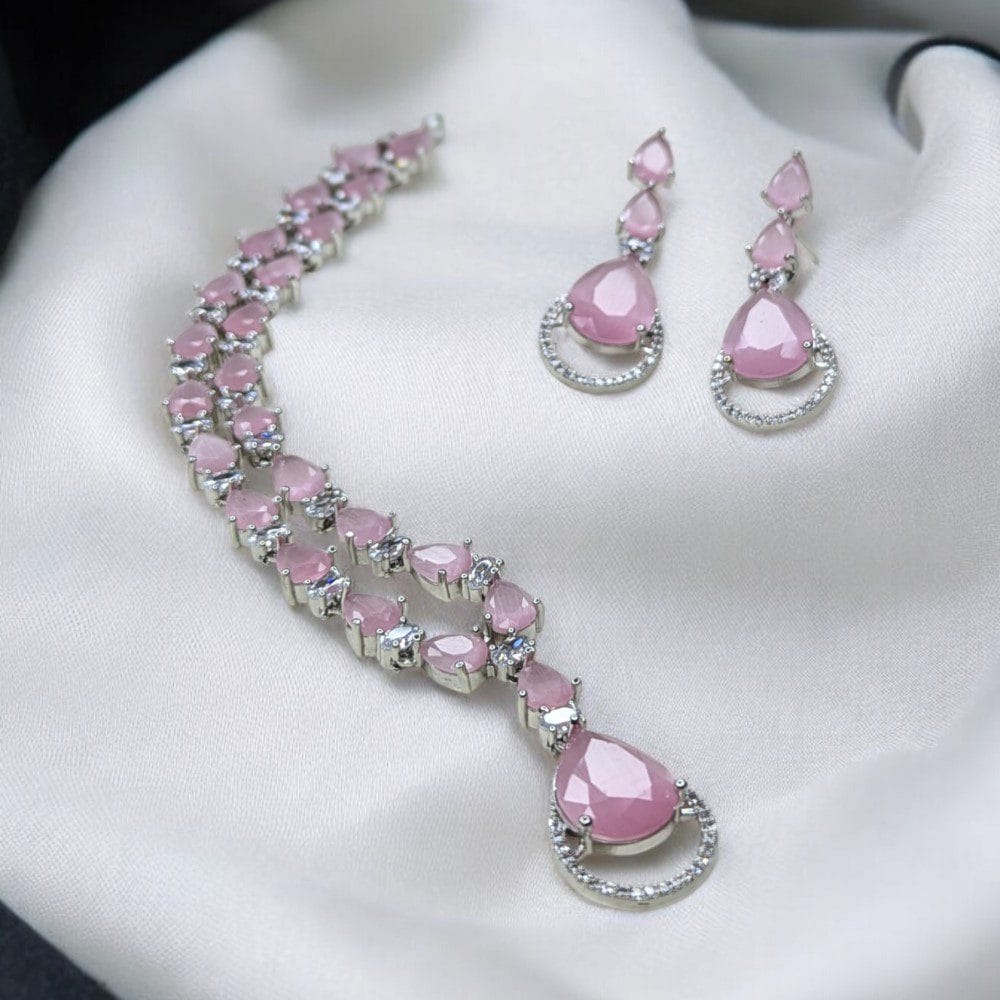 pink crystal teardrop necklace