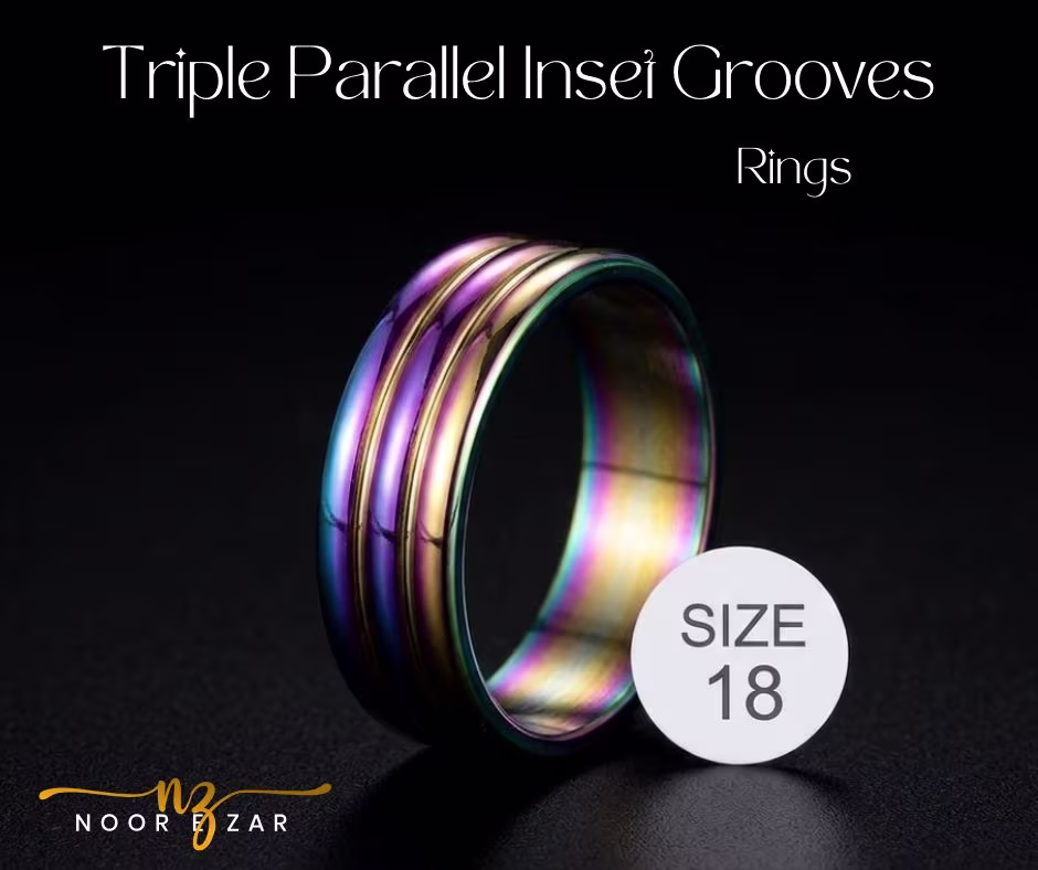 Triple Parallel Inset Grooves Ring